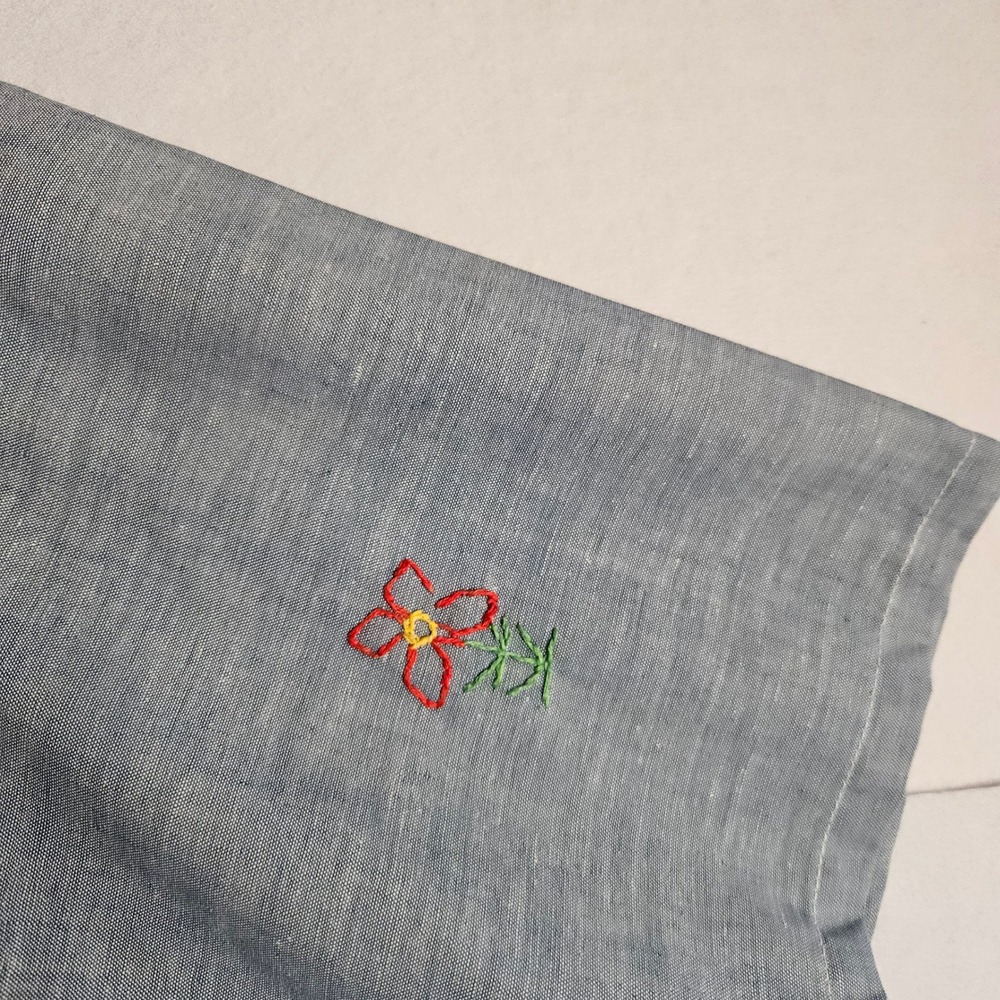 Vtg JCPenney Big Mac Blue Embroidered Chambray Work Shirt L Hippie Folk Art Boho - Picture 5 of 15